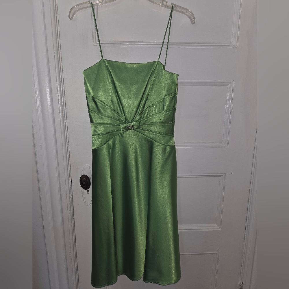 Green Satin Cocktail Dress